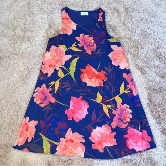 Everly Floral Print 'Forever Mine' Blue Tank-Style Dress Size: Medium - Picture 2 of 12